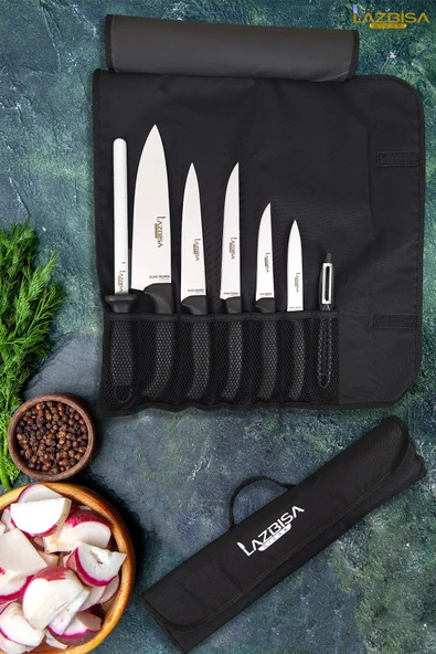 İncisive Serisi Çantalı 7 Li Şef Mutfak Bıçak Seti Gastronomi Bıçak Seti 7 Li HDS-72 ürün görseli 1