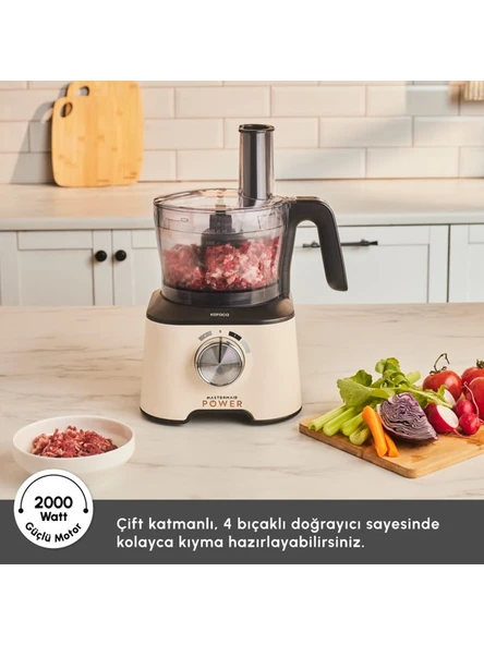 KARACA Mastermaid Power Multifunctional 10 in 1 Soft Cream Mutfak Robotu, Blender Seti 2000w - Resim 2