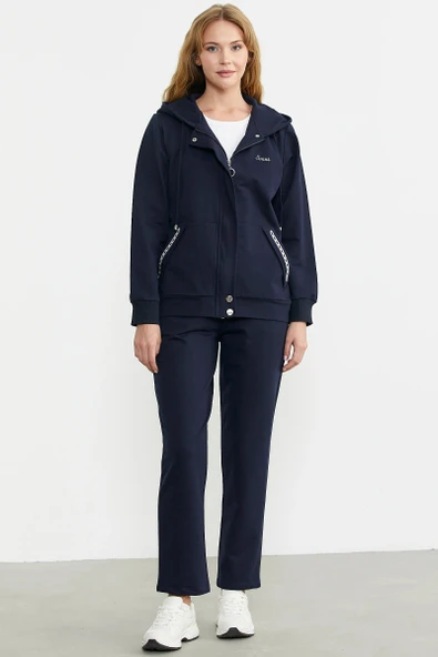 24K2207-76382 SEMENTA FERMUAR KAPAMALI KAPÜŞONLU EŞOFMAN TAKIMI - Resim 6