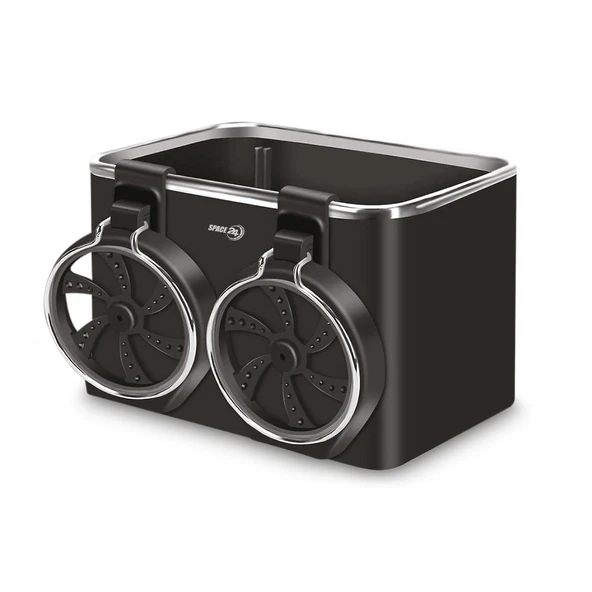 Polosmart SP109 Araç İçi Düzenleyici 2’li Bardaklık ve Telefon Tutucu Organizer Siyah ürün görseli 1