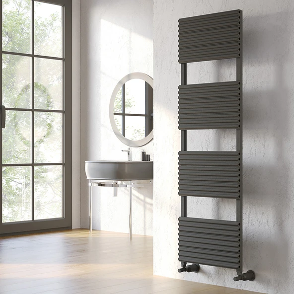 Lojimax Alüminyum Dekoratif Havlupan Sirius 1200x500mm 9 Dilim Dokulu Antrasit Gri|971 W Yüksek Isıl Güç | 5 Yıl Üretici Garantisi ürün görseli