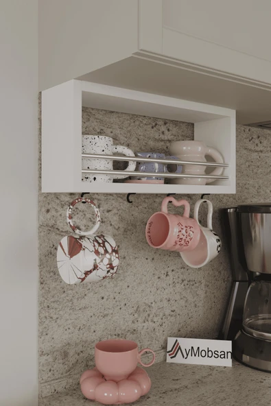 AYMOBSAN Trend Kupa Standı, Bardak Tutucu, Kupa, Fincan Askılığı Çok Amaçlı Raf 45 CM - Resim 2