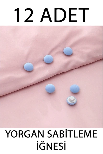 12 Adet Çarşaf Yorgan Kılıfı Sabitleme İğnesi Düğmeli Klipsi Sabitleyici Mavi ürün görseli