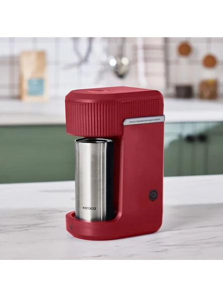 Karaca Mono Personal Filtre Kahve Makinesi ve Inox Kişisel Termos Hediyeli Red - Resim 3