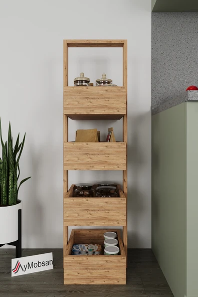 AYMOBSAN Multi 4 Katlı Mutfak Sepeti, Çok Amaçlı Mutfak Rafı, 4 Raflı, 40 CM - Resim 2