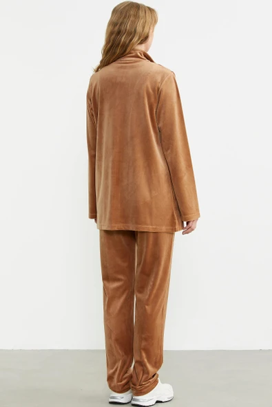24K2238-76385 SEMENTA KADİFE DİK YAKA TUNİK EŞOFMAN TAKIM - Resim 12