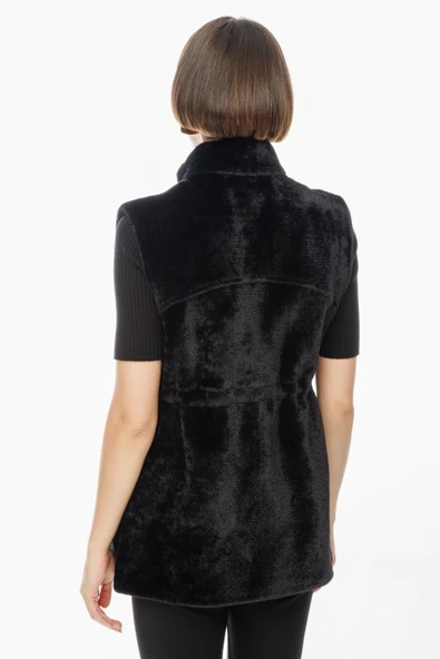 46926 ONTEKS SAKALLI KUMAŞ BELİ LASTİKLİ CEPLİ YELEK - Resim 4