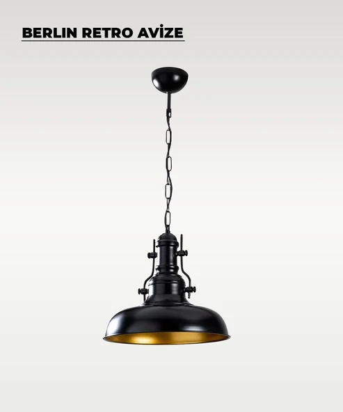 Berlin Retro Avize Siyah / Metal - E27 Duylu - Resim 2