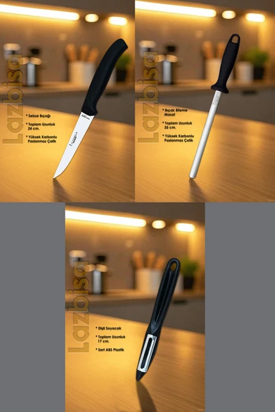 İncisive Serisi Çantalı 7 Li Şef Mutfak Bıçak Seti Gastronomi Bıçak Seti 7 Li HDS-72 - Resim 4