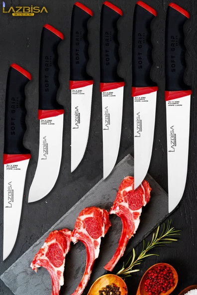 Soft Serisi Mutfak Bıçak Seti Et Ekmek Sebze Salata Börek Şef Bıçağı 6 Lı Set HDS-18 ürün görseli 1
