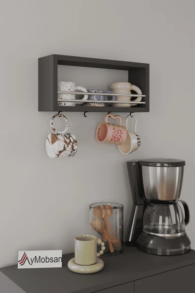 AYMOBSAN Trend Kupa Standı, Bardak Tutucu, Kupa, Fincan Askılığı Çok Amaçlı Raf 45 CM - Resim 3