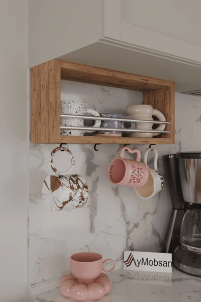 AYMOBSAN Trend Kupa Standı, Bardak Tutucu, Kupa, Fincan Askılığı Çok Amaçlı Raf 45 CM - Resim 2