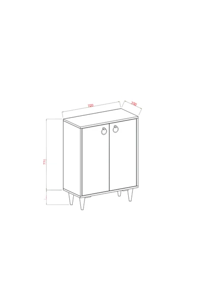 AYMOBSAN Seren 2 Kapaklı 4 Raflı Boy Dolabı Çok Amaçlı Dolap Kiler Dolabı Mutfak Dolabı Antrasit - Resim 4