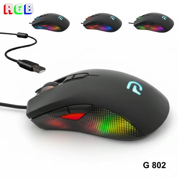 Trio - G802 Siyah RGB Gaming Mouse | Kablolu Oyuncu Faresi ürün görseli 1