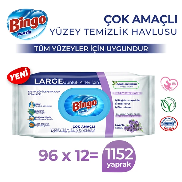 Bingo Yüzey Temizlik Havlusu Large Lavanta 96x12 (1152 YAPRAK) - Resim 2