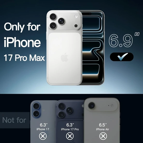 Cisteen Apple iPhone 17 Pro Max uyumlu Magsafe Şarj Özellikli Şeffaf Sert PC SARARMAZ Telefon Kılıfı  - Resim 2