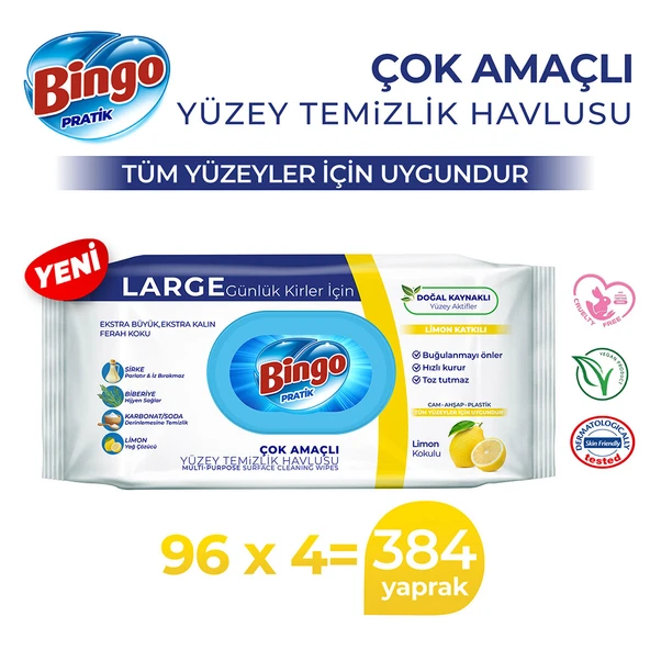 Bingo Yüzey Temizlik Havlusu Large Limon 96x4 (384 YAPRAK) - Resim 2