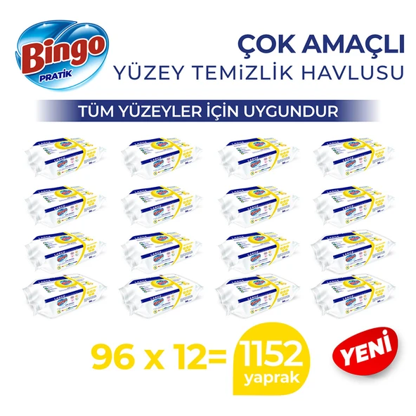Bingo Yüzey Temizlik Havlusu Large Limon 96x12 (1152 YAPRAK) ürün görseli