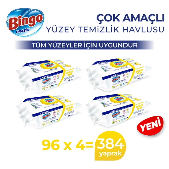Bingo Yüzey Temizlik Havlusu Large Limon 96x4 (384 YAPRAK) ürün görseli 1