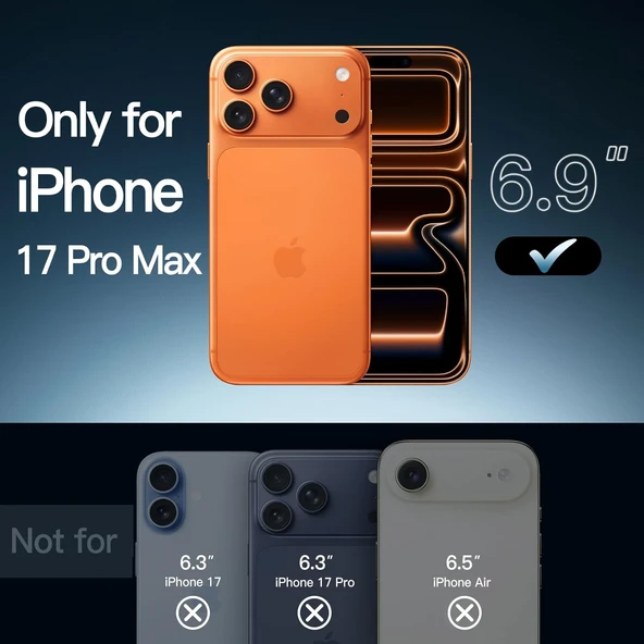 Cisteen Apple iPhone 17 Pro Max KozmikTuruncu uyumlu Magsafe Özellikli Şeffaf Sert PC SARARMAZ Kılıf - Resim 3