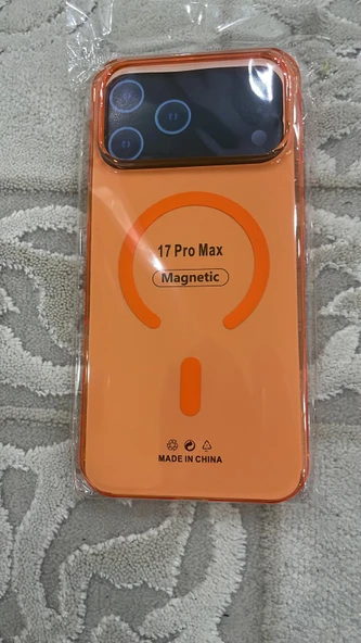 Cisteen Apple iPhone 17 Pro Max KozmikTuruncu uyumlu Magsafe Özellikli Şeffaf Sert PC SARARMAZ Kılıf - Resim 5