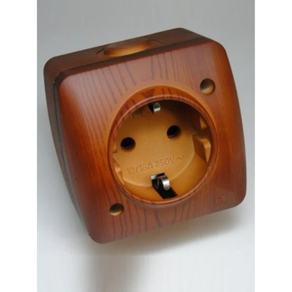 Sıva Üstü Kiraz Ahşap Renkli Priz Elbi / Alsu - Resim 2