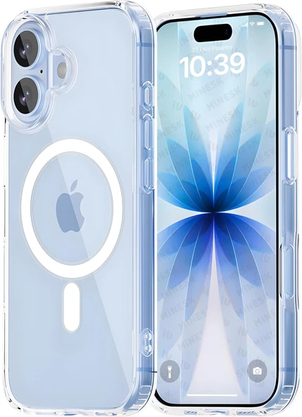 Cisteen Apple iPhone 17 uyumlu Magsafe Şarj Özellikli Şeffaf Sert PC SARARMAZ Telefon Kılıfı  - Resim 3