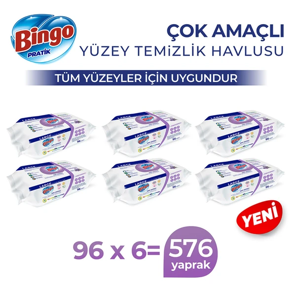 Bingo Yüzey Temizlik Havlusu Large Lavanta 96x6 (576 YAPRAK) ürün görseli 1