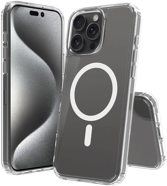 Cisteen Apple iPhone 16 Pro Max uyumlu Magsafe Şarj Özellikli Şeffaf Sert PC SARARMAZ Telefon Kılıfı  ürün görseli 1