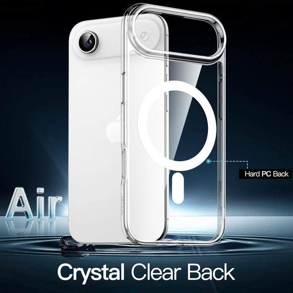 Cisteen Apple iPhone 17 AİR uyumlu Magsafe Şarj Özellikli Şeffaf Sert PC SARARMAZ Telefon Kılıfı  - Resim 2