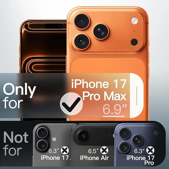 Cisteen Apple iPhone 17 Pro Max KozmikTuruncu uyumlu Magsafe Özellikli Şeffaf Sert PC SARARMAZ Kılıf - Resim 6