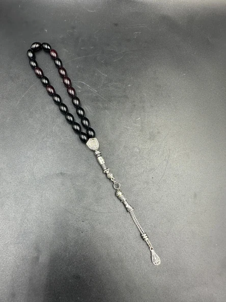 Alpaka YPüskül  Ateş Kehribar Tespih - Resim 2