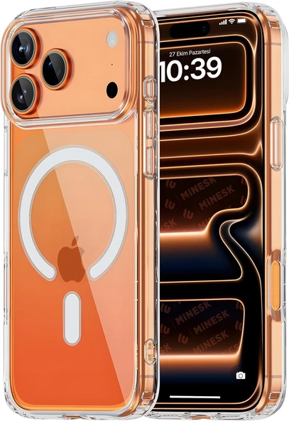 Cisteen Apple iPhone 17 Pro Max uyumlu Magsafe Şarj Özellikli Şeffaf Sert PC SARARMAZ Telefon Kılıfı  - Resim 3