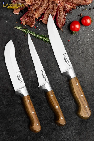 Hand Craft Mutfak Bıçak Seti Et Ekmek Sebze Salata Börek Bıçağı 3 Lü Set HDS-30 ürün görseli 1