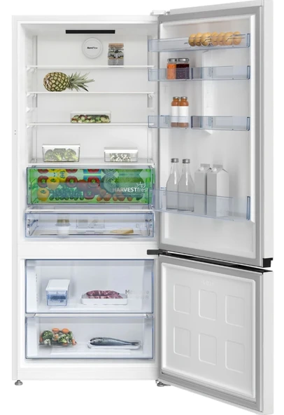 Beko 678550 EB ElegantFit Çift Kapılı No Frost 551lt Beyaz Kombi Dijital Gösterge Alttan Donduruculu Buzdolabı - Resim 2