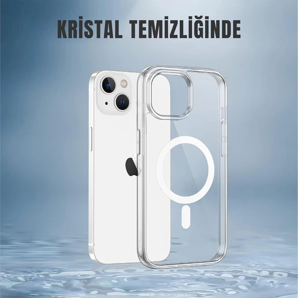 Cisteen Apple iPhone 14 Pro uyumlu Magsafe Şarj Özellikli Şeffaf Sert PC SARARMAZ Telefon Kılıfı  - Resim 6