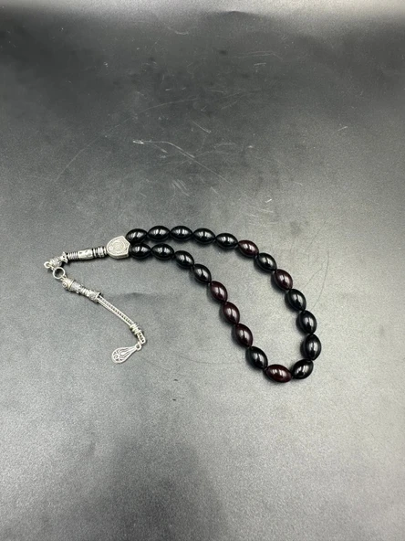 Alpaka YPüskül  Ateş Kehribar Tespih - Resim 3