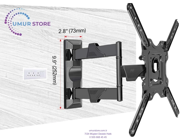 Axen AX55FIL243 55" 139 Ekran Uyumlu Lcd Led TV Hareketli Duvar Askı Aparatı - Resim 2