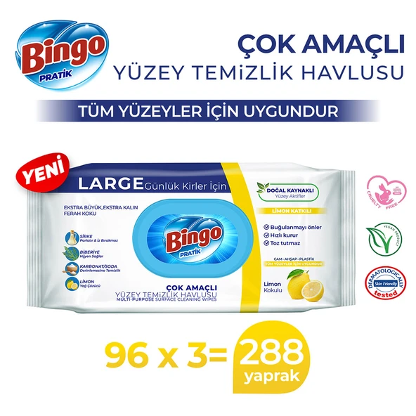 Bingo Yüzey Temizlik Havlusu Large Limon 96x3 (288 YAPRAK) - Resim 2