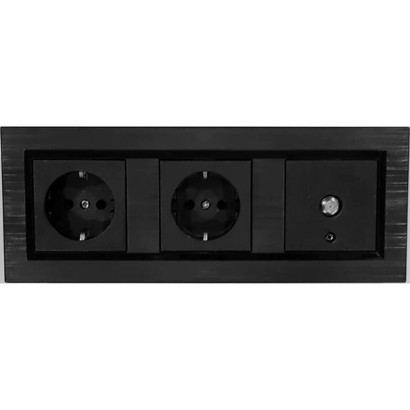 Quantum Siyah Topraklı Priz+ Topraklı Priz+tv Prizi 3'lü Set (ovivo) ürün görseli
