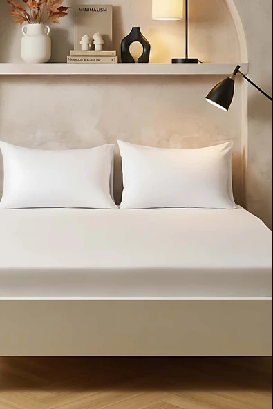 Beyaz Tek Kişilik %100 Pamuklu Düz Çarşaf ürün görseli 1