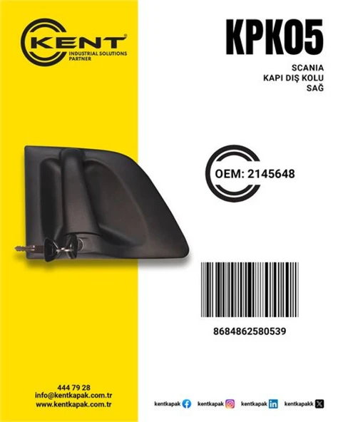 Scanıa Truck Dis Kapı Kolu Scanıa P G R S Sag 2010>2018 - Kent Kpk-05 ürün görseli