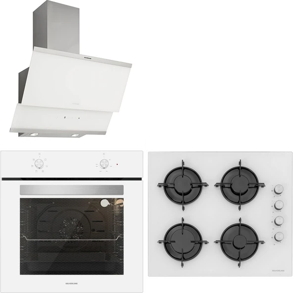 Silverline Beyaz Cam Ankastre Set Bo6501W01 - Cs5349W01 - 3420 ürün görseli 1