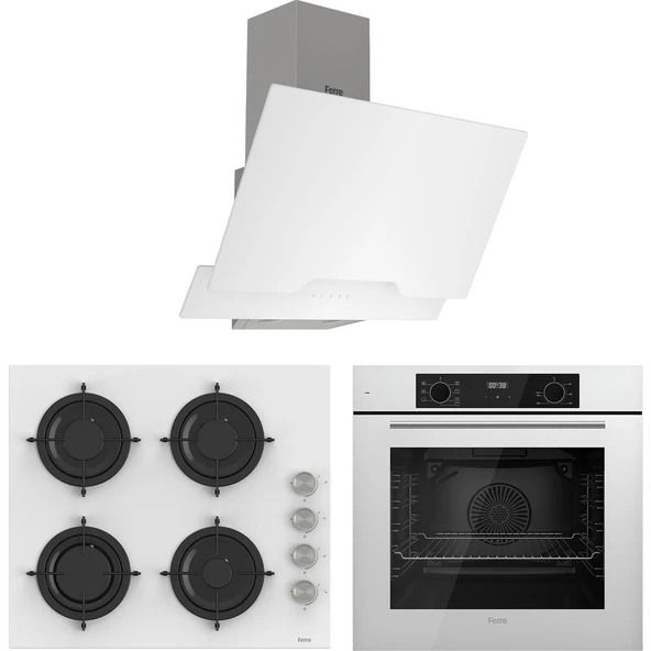 Ferre Flowart Lumora Pro Beyaz 3'lü Ankastre Set ( QBL63CB-CS206-D064 ) ürün görseli 1