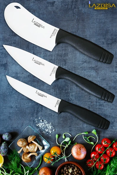 Eco Serisi Mutfak Bıçak Seti Et Ekmek Sebze Pizza Salata Börek Şef Bıçağı 3 Lü Set HDS-02 ürün görseli 1