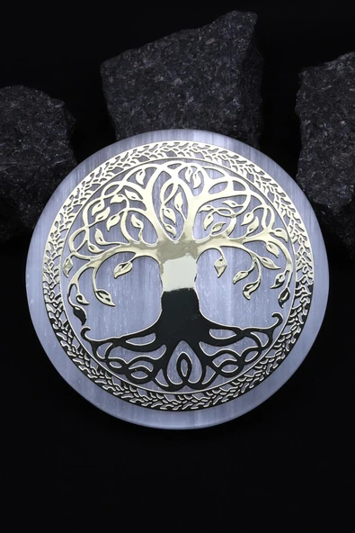 Selenit Doğal Taş Lazer İşlemeli Parça - DT-2638 ürün görseli 1