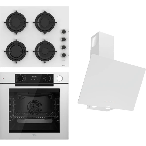 Ferre Steamart-Fryart-Sılentart Serisi Beyaz Set (CS206-FA + QEP64CB +D078-SA ) - Emaye Izgara ürün görseli 1