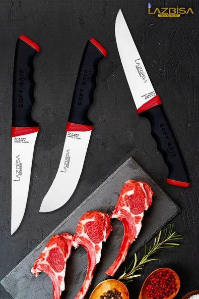 Soft Serisi Mutfak Bıçak Seti Et Ekmek Sebze Pizza Salata Börek Şef Bıçağı 3 Lü Set HDS-15 ürün görseli 1
