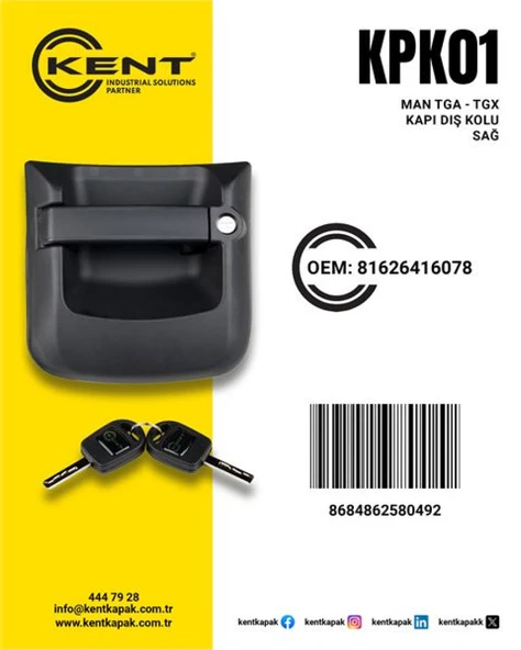 Man Truck Dis Kapı Kolu Man Tga Tgx Tgl Tgs Sag - Kent Kpk-01 ürün görseli
