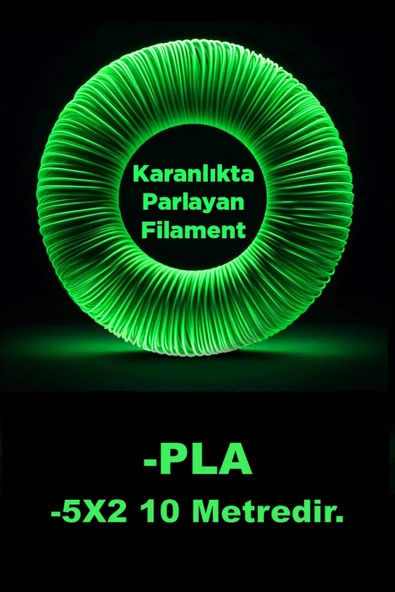 Oppy Karanlıkta Parlayan 3D kalem PLA Filamenti 1.75mm kalınlıkta 10 Metre (5 adet 2 metrelik filament) ürün görseli 1